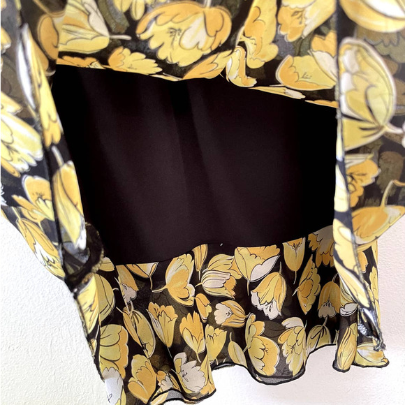 Vintage IN Studio Yellow Floral A Ling Knee Length Skirt Women Size 10P NWOT - Picture 6 of 8